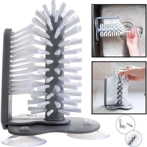 Water Bottle Cleaning Brush Glass Cup Washer with Suction Base Bristle Brush For feeding bottle,Beer Cup,Red Wine Glass