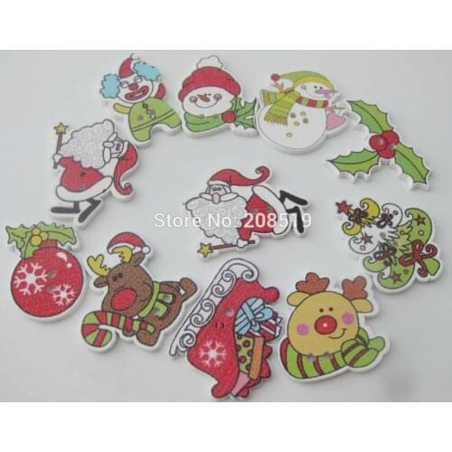 WBNNKO various shape mix 200pcs fashion buttons for christmas decoration wood button DIY craft supplies