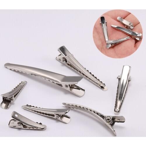 20pcs 25-60 mm Clips Single Prong Alligator Hairpin With Teeth Blank Setting Jewelry Making Base For DIY Hair Clips Supplies