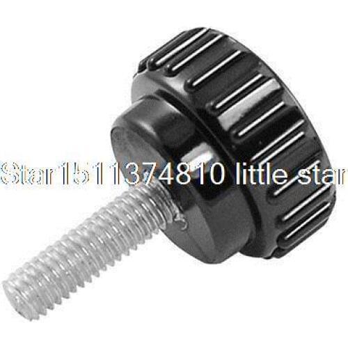 Spare Part 7mm Round Head Dia Black Knurled Grip Knob