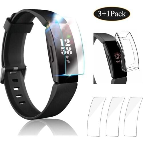 Screen Protector for Fitbit Inspire HR Accessories 3pc Soft Clear Film + 1pc Colorful TPU Protective Case Cover,Not Glass Film