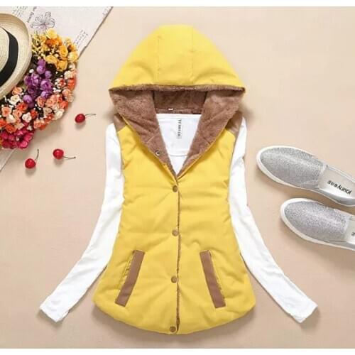 2021 Winter Women Vest Sleeveless Fleece Hooded Parka Waistcoat Single Button Coat Fur Collar Hooded Female Casual Outerwear