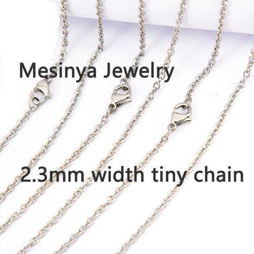 10pcs Stainless steel 0.6mm wire 2.3mm width 20'' flat rolo chain neckalce for glass locket &essential oil diffuser locket