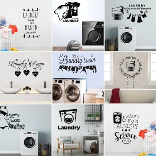 26 styles Laundry Room Decoration Vinyl Wall Stickers Art Decal Mural Bathroom Waterproof Laundry Today Sticker Gift