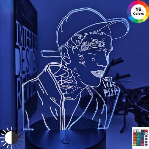 American Rapper Lil Peep Led Night Light for Home Decoration Colorful Nightlight Gift for Fans Dropshipping 3d Lamp Celebrity