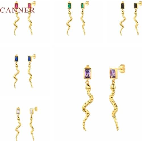 CANNER 925 Sterling Silver Earrings For Women Snake Styles Stud Earrings Gold/Silver Jewelry Ear Piercing Mom Gift 2021 Trend
