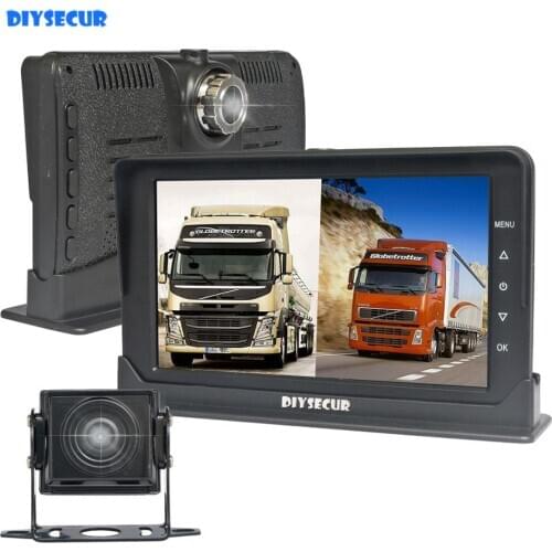 DIYSECUR AHD IPS 1080P 7" Truck DVR Monitor Driving Recorder Dual Lens Front/Rear Recording HD Night Vision Reversing Camera