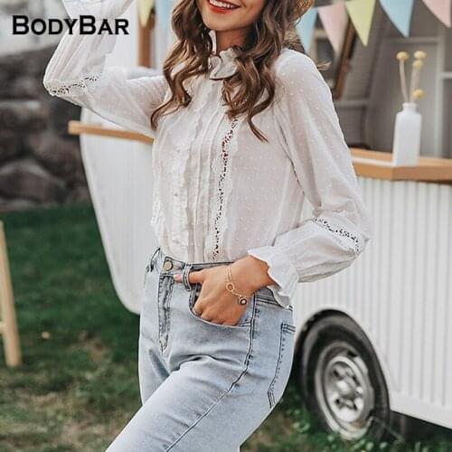 Sexy Hollow Out Lace Office Blouse For Women Casual Loose Hollow Out Elegant Shirts Ladies Single Buttons Autumn Loose 2XL Blusa