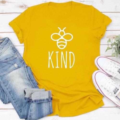 Be Kind Graphice Tee Shirt Women Cotton Oversized T-shirt Summer Fashion Bees Print Top Harajuku Tshirt Unisex Tee Drop Shipping