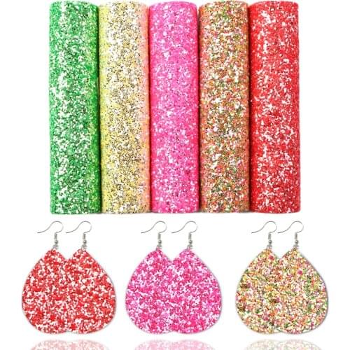 David accessories 5pcs/set A5 Size15*21cm Rainbow Iridescence Faux Leather Fabric Set DIY Earrings Bow Synthetic Leather,1Yc9998