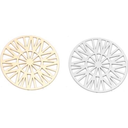 DoreenBeads Fashion Copper Filigree Stamping Connectors Round KC Gold Silver Color Jewelry DIY Findings Charms25mm Dia., 10 PCs