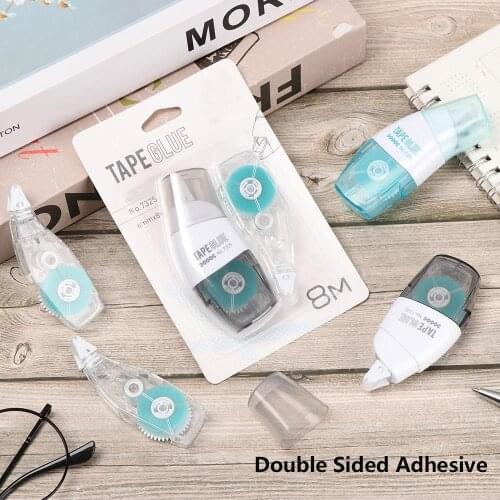 1set Color Random Double Sided Adhesive Roller Dots Tape Refillable Stationery Office Glue Dispenser Stick With Refill Core