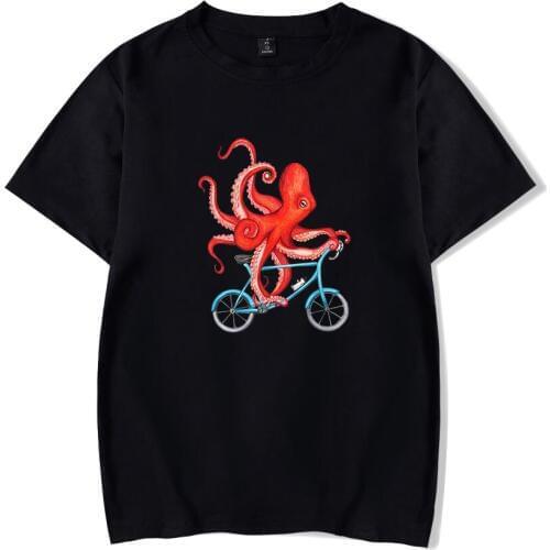 Octopus Cycles T-shirt Men Plus Size Funny T shirts Juggling Graphic Tshirt Mens Good Quality Cotton Spring summer T Shirt Tops