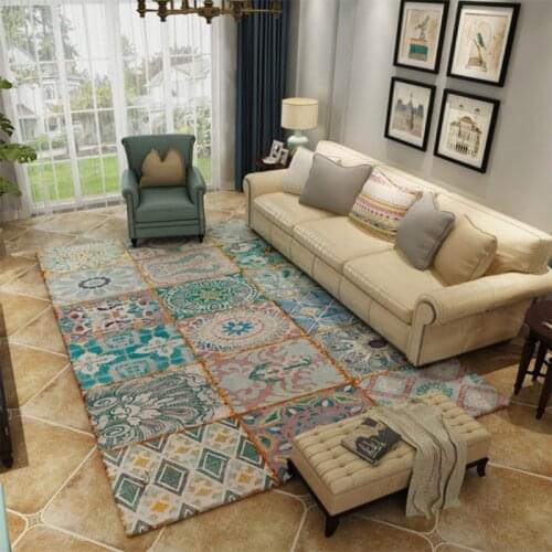 Geometric Boho Style Polyester Carpet Floor Mats Modern Area Rugs for Living Room Kids Play Table Sofa Kichen Non-slip Carpet