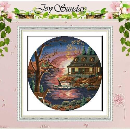 Sunset Lake Villa Patterns Counted Cross Stitch 11CT 14CT Cross Stitch Set Wholesale DIY Cross-stitch Kit Embroidery Needlework