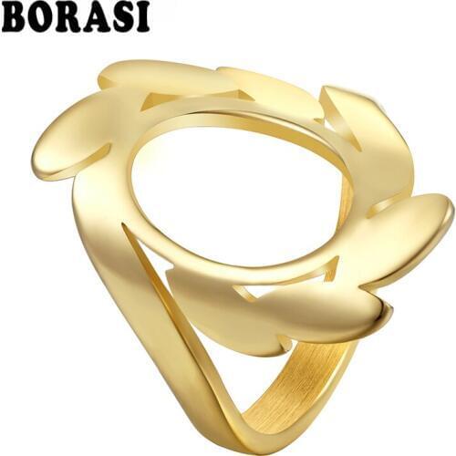BORASI I Round Animal Trendy Ring Hot Wedding Bands Size 6-9 Rings For Women Gold-Color 316L Stainless Steel Engagement Rings