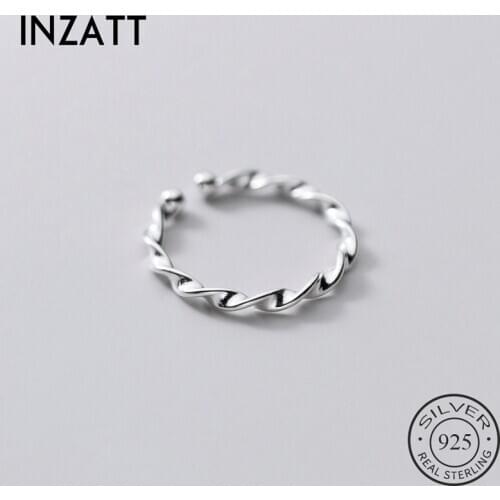 INZATT Real 925 Sterling Silver Wave Adjustable Ring For Fashion Women Party Minimalist Fine Jewelry Punk Accessories