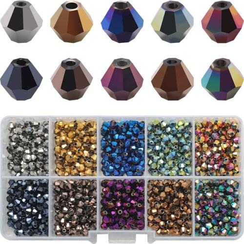 Box Set 2 3 4 6 8mm Czech Glass Bicone Beads Loose Spacer Faceted Beaded For Women Diy Making Jewelry Embroidery Accessories