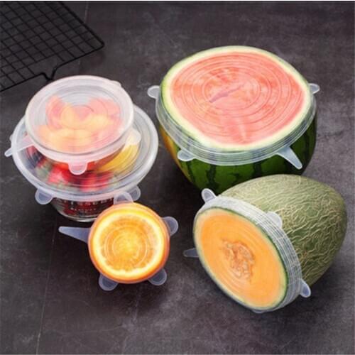 6Pcs/Set Food Silicone Cover Cap Universal Silicone Lids for Cookware Bowl Reusable Stretch Lids Kitchen Accessories Gadget