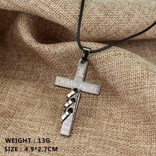 Metal Japanese Anime Death-Note Letter L Cross Pendant Necklace Black Metal Necklace Cross Logo Pendant Action Toy Figure