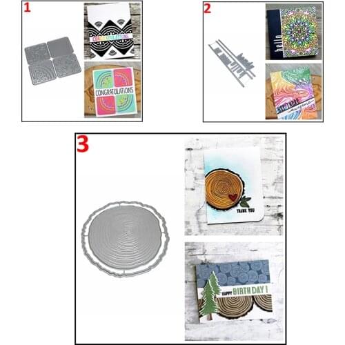 Metal Cutting Dies Set Flowers Water Splash Frame Timber Annual Ring Frame Words Border DIY Craft Paper Embossing Dies 2020