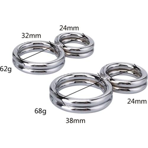 Two Ring Penis Ring Ball Scrotum Stretcher Metal Cock Ring Penis Bondage Lock Delay Ejaculation Cockring BDSM Sex Toy For Men