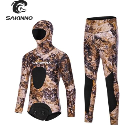 3.5MM Mens Neoprene Wetsuit Split Body Warm And Cold Proof Fish Hunting Camouflage Wetsuit Swimming Surfing Snorkeling Wetsuit