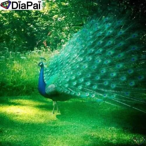 DIAPAI Square Round Drill 5D Diamond Painting Environmental Crafts Full Diamond Embroidery "Animal peacock" Home decor A26910