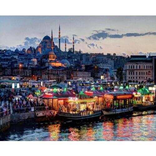 Painting By Numbers Dropshipping Harbor At Night 40x50CM Landscape Decor Posters and Prints Modern Living room Artwork Picture