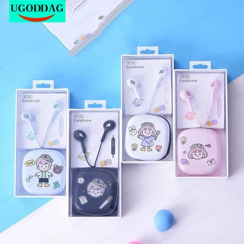Headphones with microphone Cartoon stereo sound quality Earphones Handfree In ear Earbuds Bass Earplugs gaming Headset for Phone
