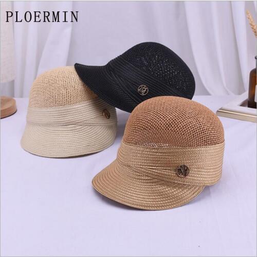 2019 New Summer Straw Paper Sun Hat For Women Breathable Baseball Cap Outdoor Casual Sunshade Hat British Style Equestrian Hat