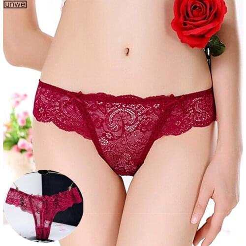 Ruffles Lace Underwear Women Panties Ladies Thong Briefs Summer Thin T-back Plus Size M-XL