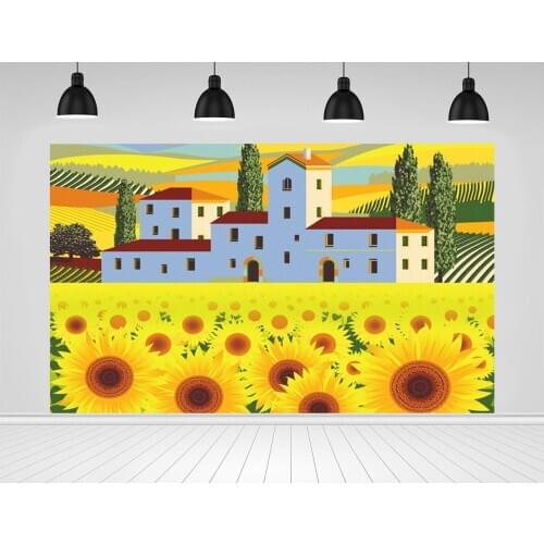 Scopiso sunflowers field on sunset background Photographic Backdrops For Photo Studio Decoration Props Photography Backgrounds