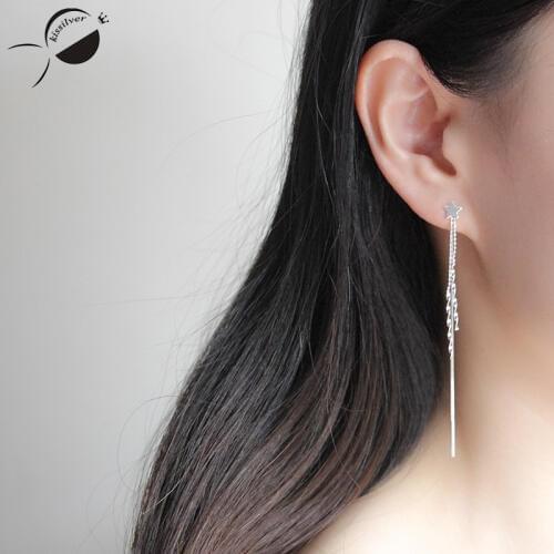 925 Sterling Silver Jewelry Dangle Earrings Classic Luxury Fashion Star Wedding Bijoux Gift For Lady Long Tassel Drop Earrings