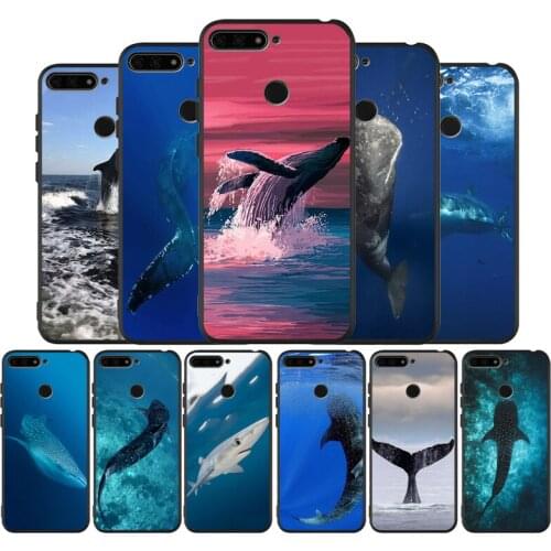 Ocean Whale Shark Swimming black Silicone Phone Case For Huawei honor 30 20 Pro 8 8X 9 10 20 Lite Mate 10 20 30 Lite Pro cover