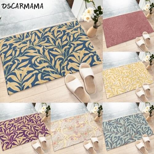 Nordic Scandinavian William Morris Plant Leaves Bohemian Carpet Area Rug Oriental Decor Boho Room Bed Side Pad Indoor Foot Clean