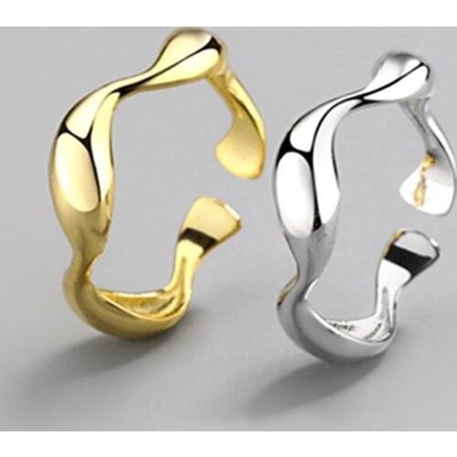 Todorova Trendy Smooth Irregular Wave Ring For Women Geometric Open Finger Ring Female Minimalist Accessories Gift