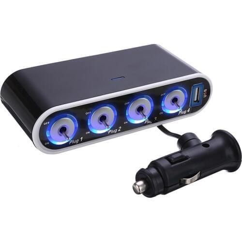 Universal 4 Socket Adapter Splitter 3.1A USB Charger Car DC 12V Cigarette Lighter Socket Splitter+ 4 USB Port Car Adapter
