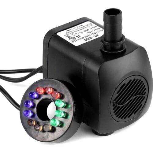 Water Oxygen Pump Waterproof LED Light Garden Fountain Aquarium Power Cord Water Flow Rate 12 LED With 4 Color Changing Light