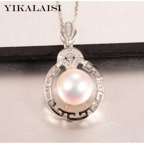 YIKALAISI 925 Sterling Silver Jewelry Pearl Pendants 2020 Fine Natural Oblate Pearl jewelry 10-11mm Pendants For Women wholesale