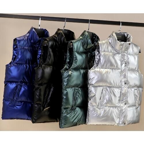 Plus size women Glossy bright vest 2020 large size autumn winter waistcoat Warm new Korean down vest sleeveless jacket L,3XL,4XL