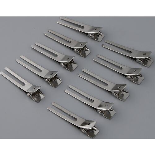 10pcs Women Girls Blank Silver Double Prong Metal Alligator Clips DIY Hair Bows Slides Makings 4.5cm DIY Hair Accessories