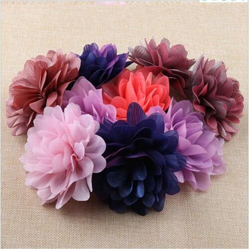100PCS Fabric Flowers For Baby Girls Hair Accessories Artificial Rose Flower Cute Fabric flowers No hair Clip for Headband shoes