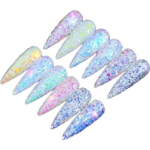 12 Colors Nail Art Glittering Shimmering Powder Paillettes Decoration Flakes