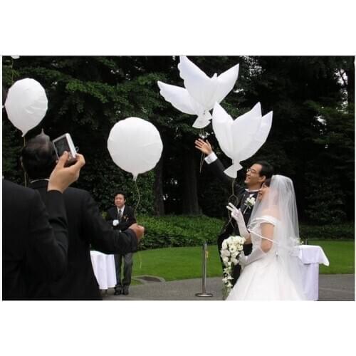 50pcs/lot high quality 100% biodegradable white Dove Balloons helium Pigeon balloon for wedding party decoration