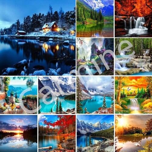 Landscape DIY 5D Diamond Painting Scenery Waterfall Cross Stitch Embroidery Picture Full Round&Square Drill Home Decoration