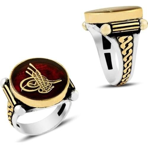 925 Silver Handcraft Ottoman Symbol Printed Exclusieve Rings for Men