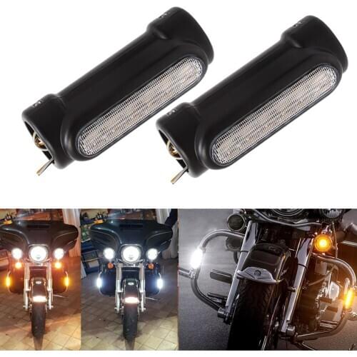 Black Motorcycle Crash Bars LED Highway Bar Switchback Driving Light/Turn Signal Light For Harley Touring Road King Glide
