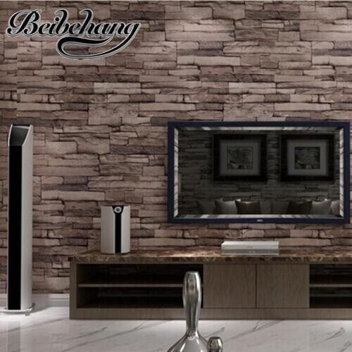 Beibehang Modern PVC Wood Stone Brick Wallpaper Luxury Classic Vintage Living Room Wall Decor papel de parede wall paper
