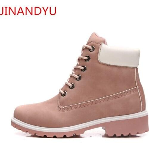 Ankle Boots Women Spring Autumn White Pink Black Lace Up Boots for Women Fashion Trend Chunky Shoes Punk Ladies Cowboy Boots